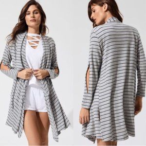 LNA Brushed Divergence Striped Open Front Cardigan